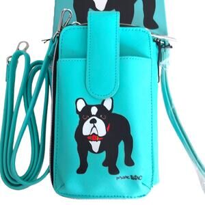 Marc Tetro Frenchie Bulldog Dog Crossbody Phone Wallet Small Purse NWT